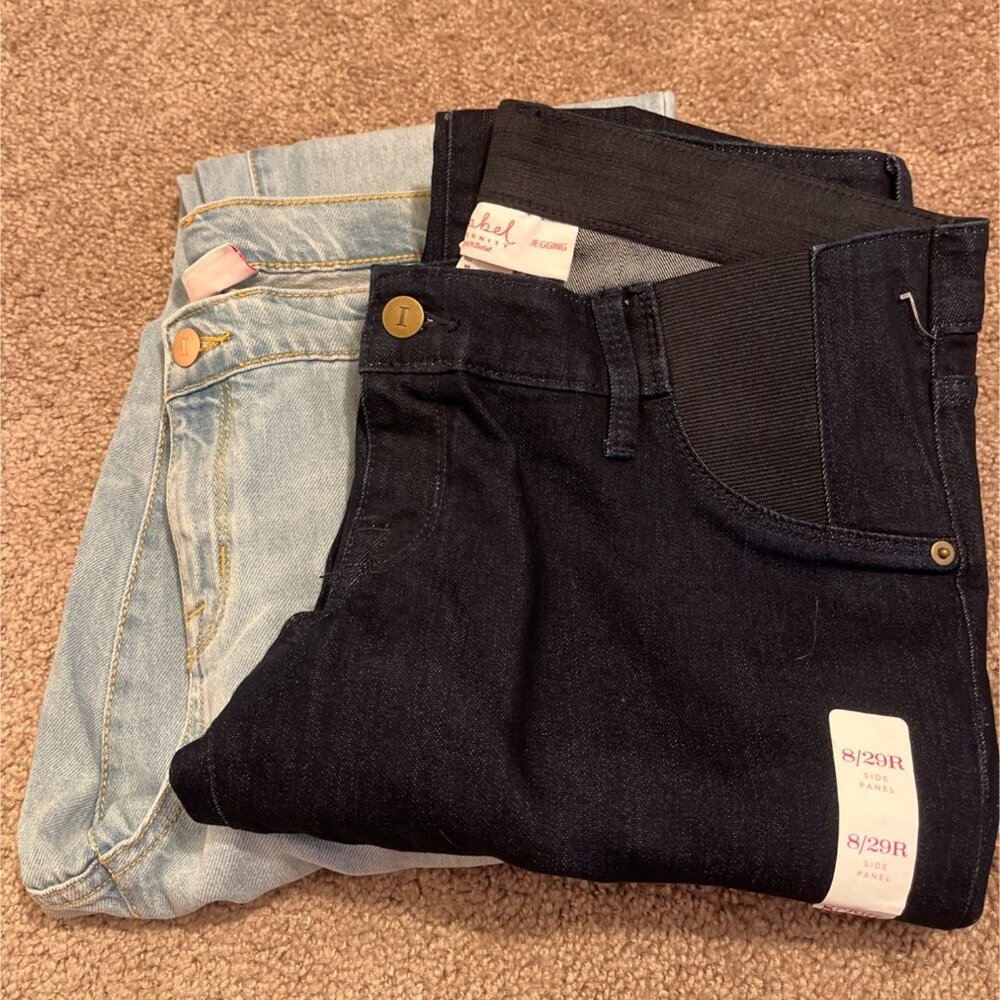 Isabel Maternity Womens Jeans Bundle Sz 8 Light Wash Dark Wash Stretch Waist Lot